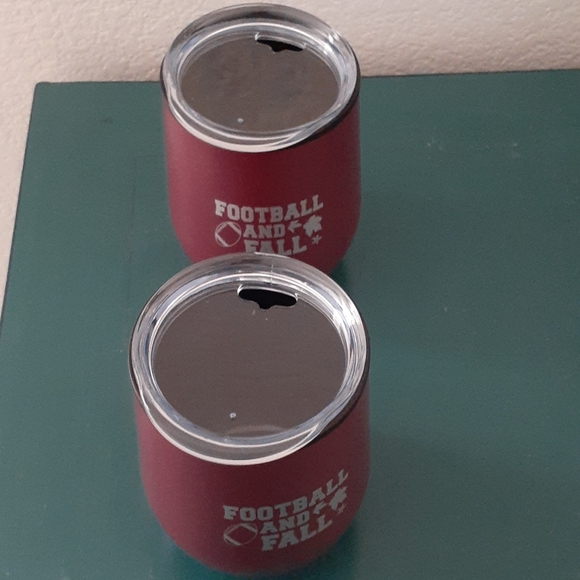 Two (2) Wine Tumblers w/ Lid - Football and Fall! - Picture 2 of 3